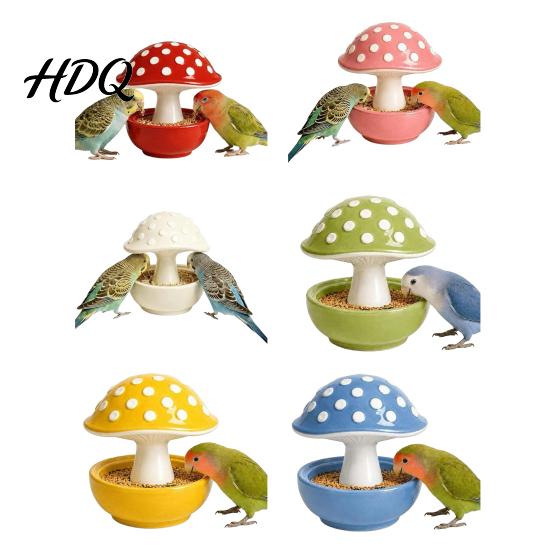 Sugar Glider Feeder Mushroom Bird Feeding Bowl No Mess Pet Cage Feeder Covered Bowl with Cover Food or Water for Small Animals Budgie Cockatiel