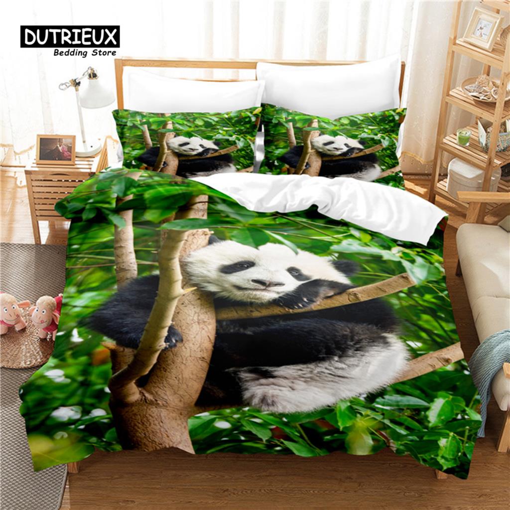3pcs Duvet Cover Set, Panda 3D Bedding Set, Soft Comfortable Breathable Duvet Cover, For Bedroom Guest Room Decor