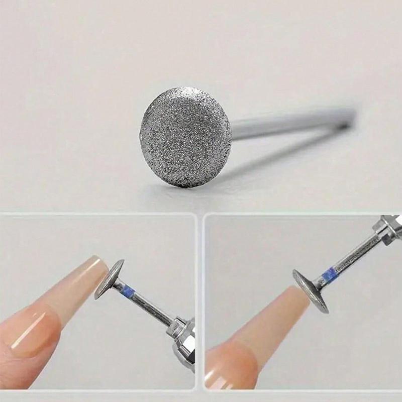 Manicure Flying Saucer Polishing Head T Round Metal Nail Drill Bit Short Tip Trimming DIY Nail Art Tool Accessories