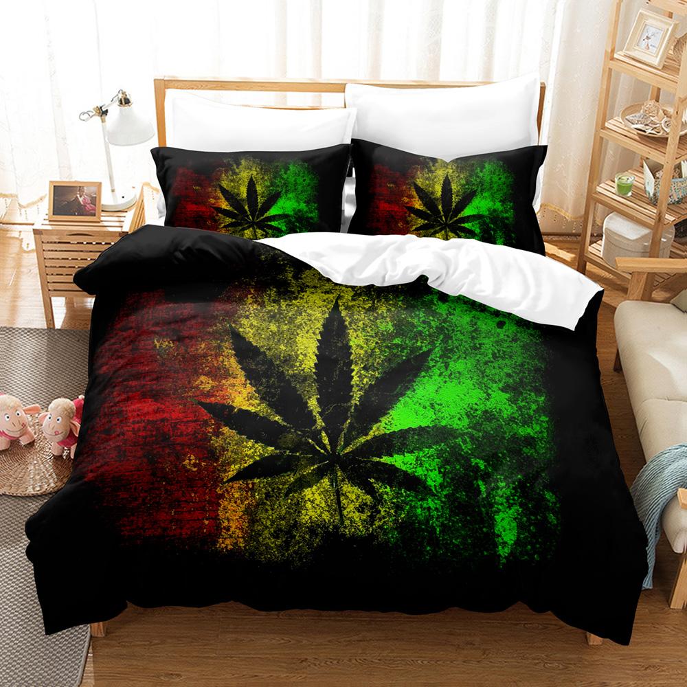 Comforter Colorful Maple Leaves Bedding Set Single Twin Full Queen King Size Cool Bed Set Aldult Kid Bedroom Three-Piece Suits 3