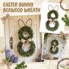 Artificial Easter Wreath For Front Door,Bunny Wreath With Bow Eggs And Flowers For Wall Window Easter Decorations
