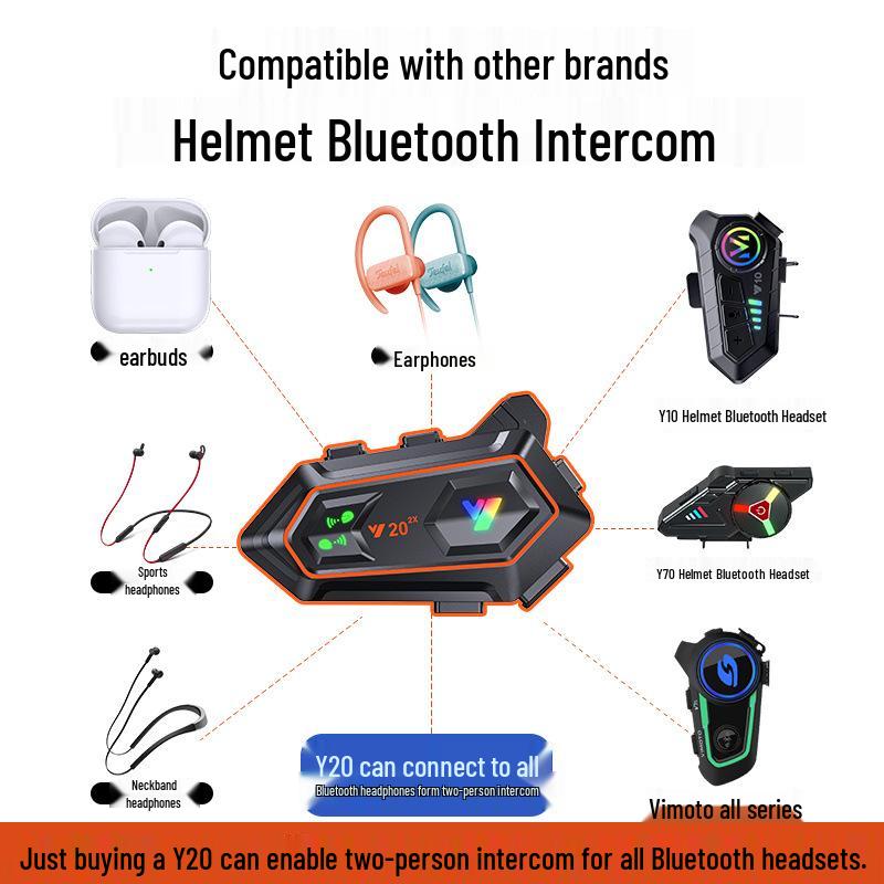 Y20-2X Motosiklet Kaskı Bluetooth İnterkom Kulaklığı