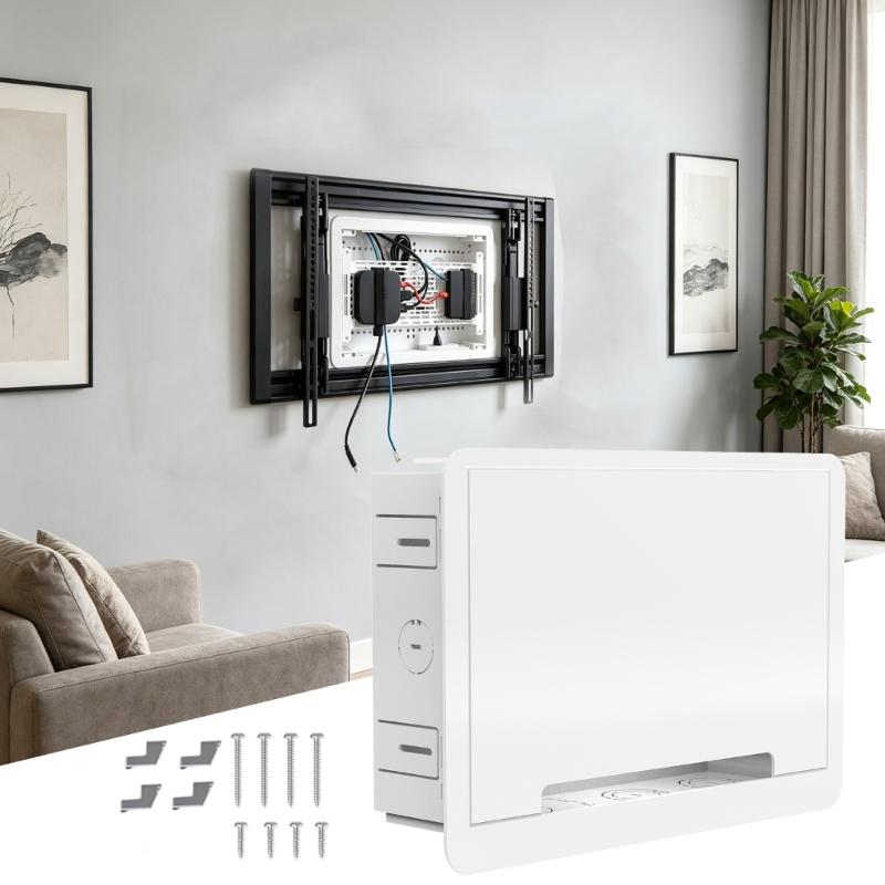 Cable Management Kit 9Inch Recessed Media Enclosure In Wall TV Media Box For Home Theater Systems And Networks Devices
