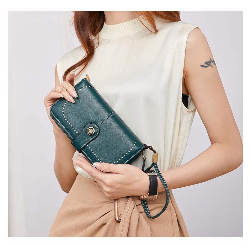 Hohe Qualität Frauen Brieftasche RFID Anti-diebstahl Leder Geldbörsen Für Frau Lange Zipper Große Damen Handtasche Weibliche Geldbörse karte Halter