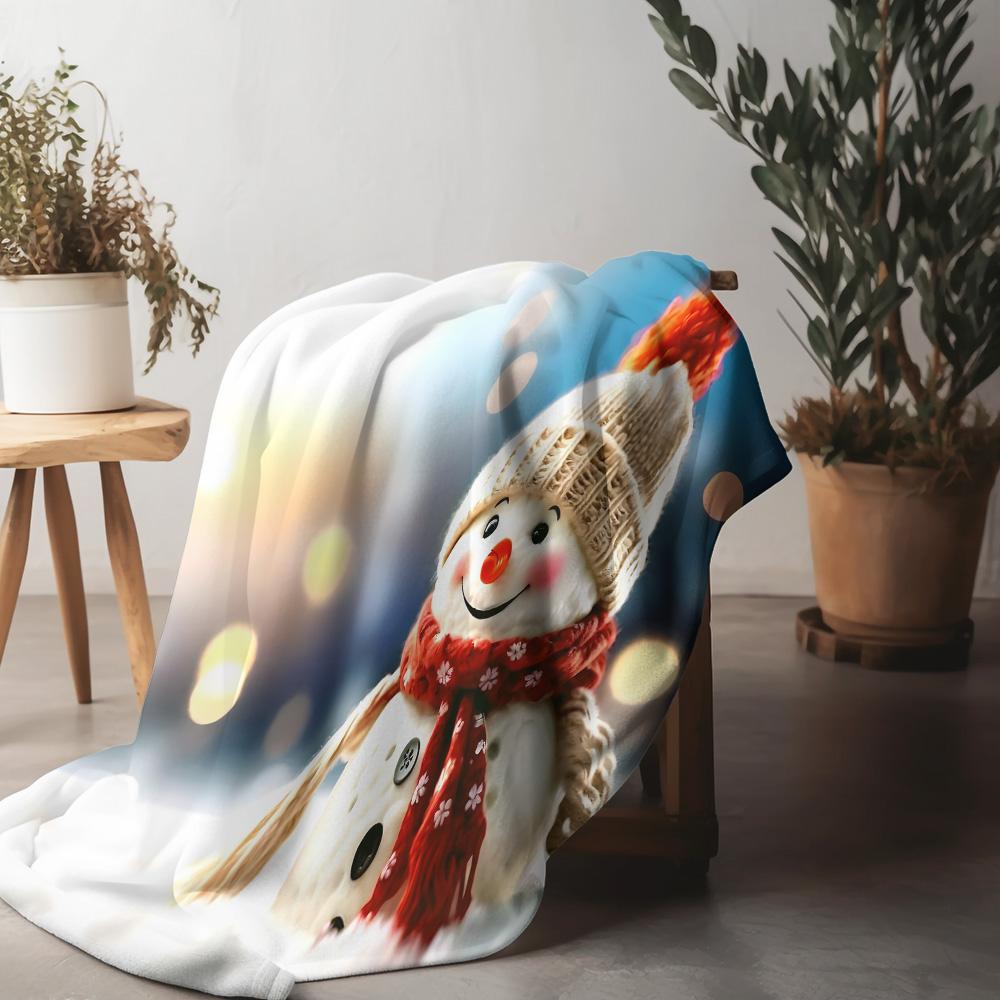 

Tuniu Cute Snowman Christmas Blanket for Sofa Bed Living Room Bedroom Decoration Gift 75x90cm