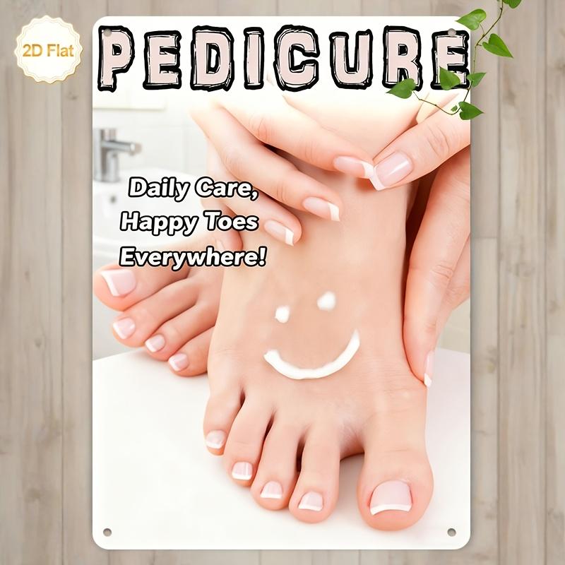 

PEDICURE Daily Care Happy Toes Everywhere Foot Care Salon Decor Metal Tin Sign Retro Iron Painting Wall Art Plaque for Nail Sp 20x30cm（7.8x11.8inch）