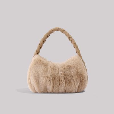 Harige geweven handtas Dames Niche Design Harige tas Leuke handtas Onderarmtas Pluche tas