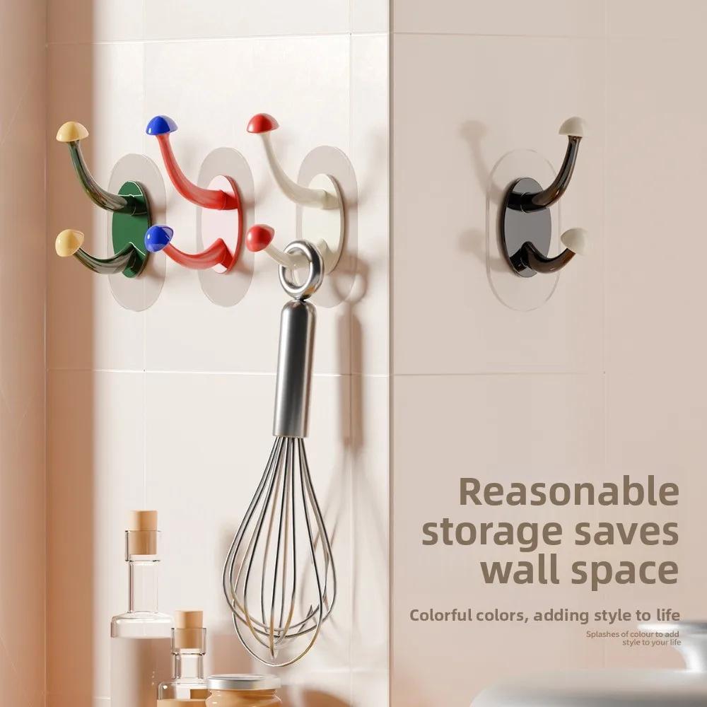 Creative Waterproof Self-Adhesive Hooks Punch-Free Heavy Duty Mushrooms Coat Rack Hooks Multi-Function Towel Hook Home Storage