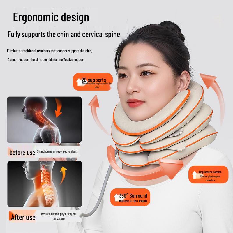 Inflatable Neck Brace Cervical Traction Device - Home Use Correction and Support Collar