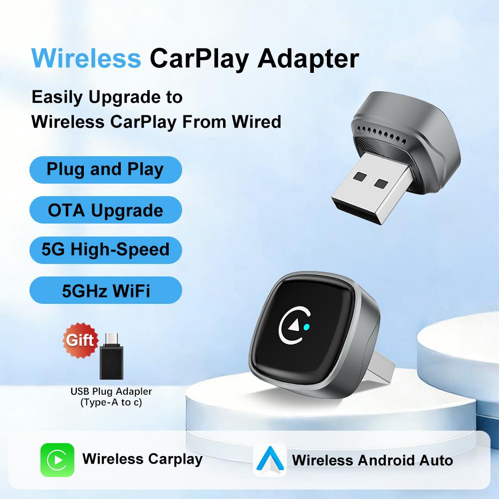 2026 Wireless CarPlay Android Auto Adapter 2in1 Car Play USB Dongle Smart Mini Box Plug and Play Universal for Toyota Honda Ford