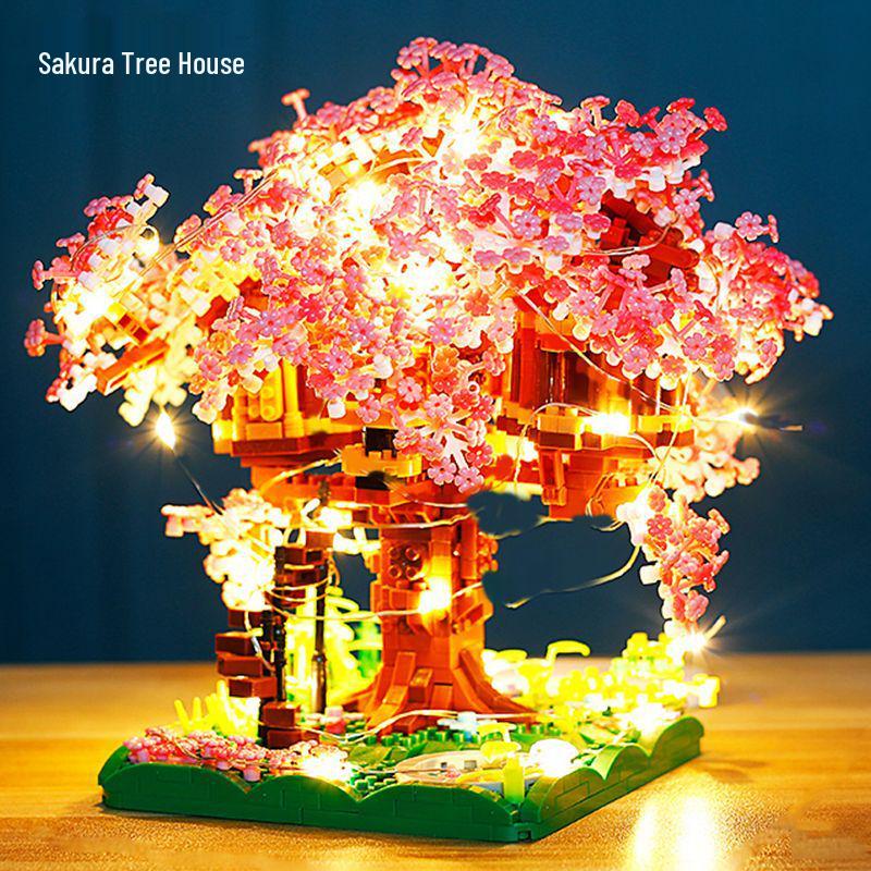 Compatible Purple Cherry Blossom Tree House for Lego with Castle Bouquet, Assembly Toys for Kids, Gift & Exquisite Ornament