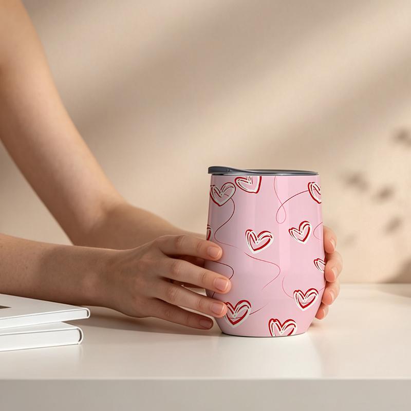 Eggshell Cup 355ml Heart Curve Element 12oz Eggshell Insulated Cup Mini Pocket Cup Mini Stainless Cool Cup Insulated Water Cup Eggshell Cup 355ml
