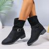 Neue kurze Stiefel für Damen, Stiefel mit rundem Kopf und grobem Absatz, große Martin-Stiefel für Damen