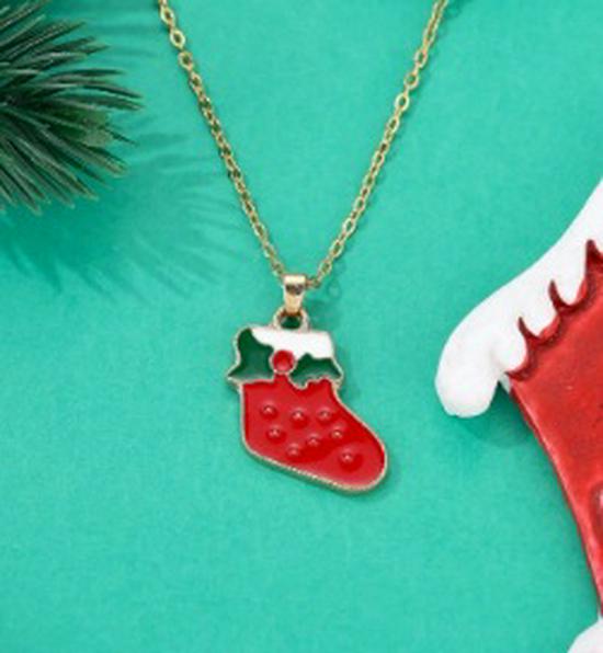 Cross-border Christmas Wish Tree Snowman Reindeer Bells Necklace