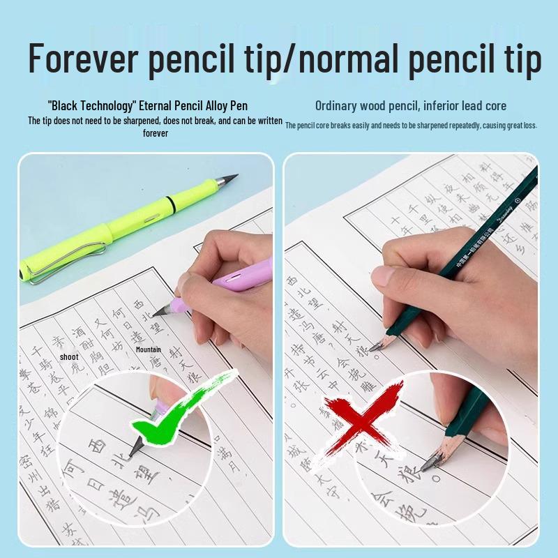 Black Tech Eternal Pencil: No Sharpening Needed, Break-Resistant Mechanical Lead, Ideal for Students and Children.