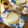 Ramadan Kareen Star Moon Lantern Linen Placemats Table Decor Reusable Eid Mubarak Kitchen Dining Table Mat Ramadan Decorations