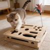 Holz-Katzen-Puzzle-Kratzbox mit Labyrinth - Interaktives Indoor-Spielzeug gegen Langeweile