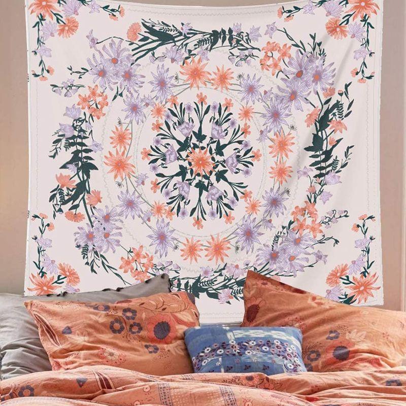 Polyester Boho Mandala Butterfly Floral Tapestry, Cottagecore Aesthetic Wall Hanging, Bedroom Dorm Home Decor, Gift