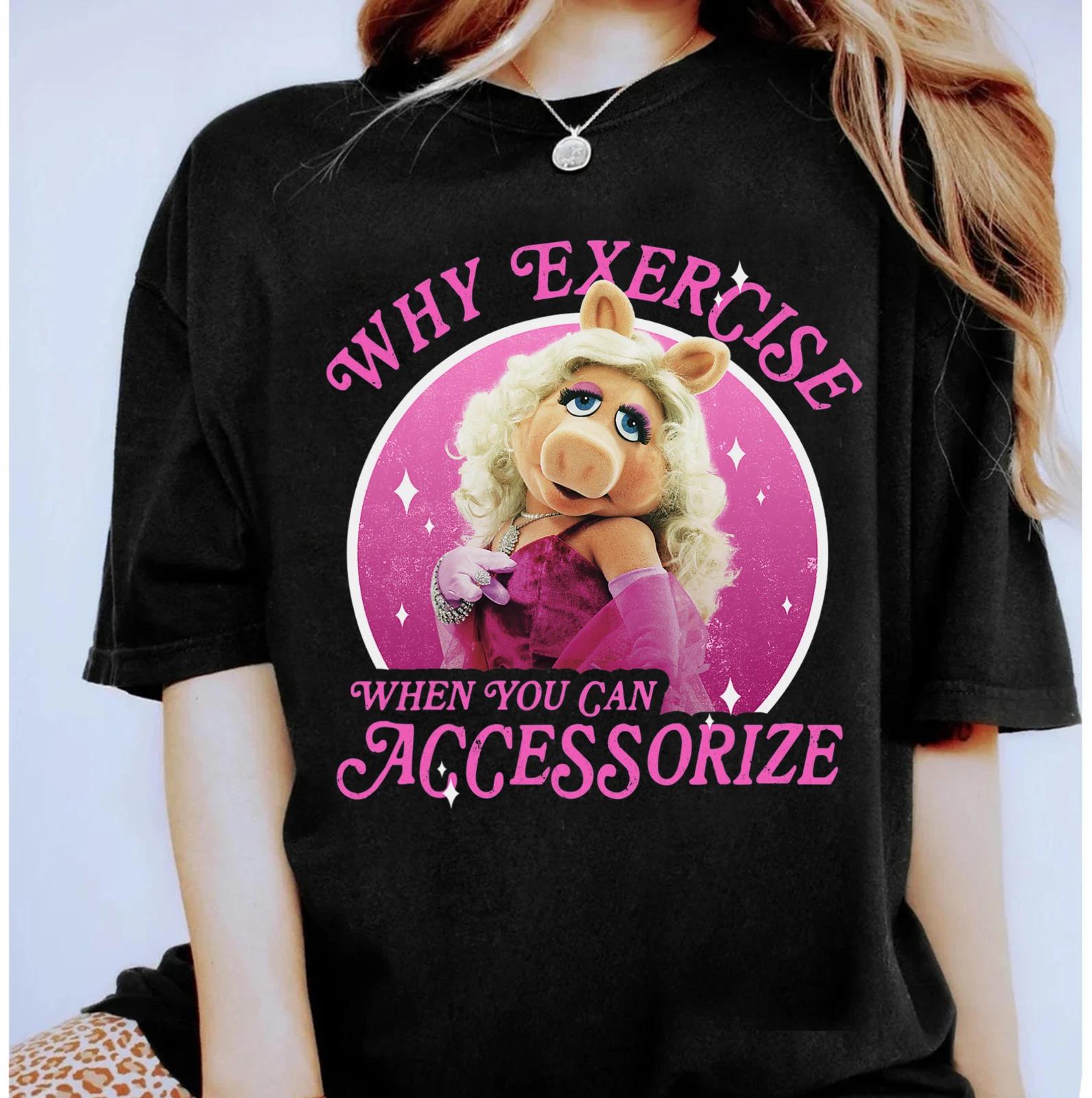 Disney The Muppets Miss Piggy Why Exercise Accessorize Unisex 100% Cotton T-shirt Mens Tees Top 30017 L