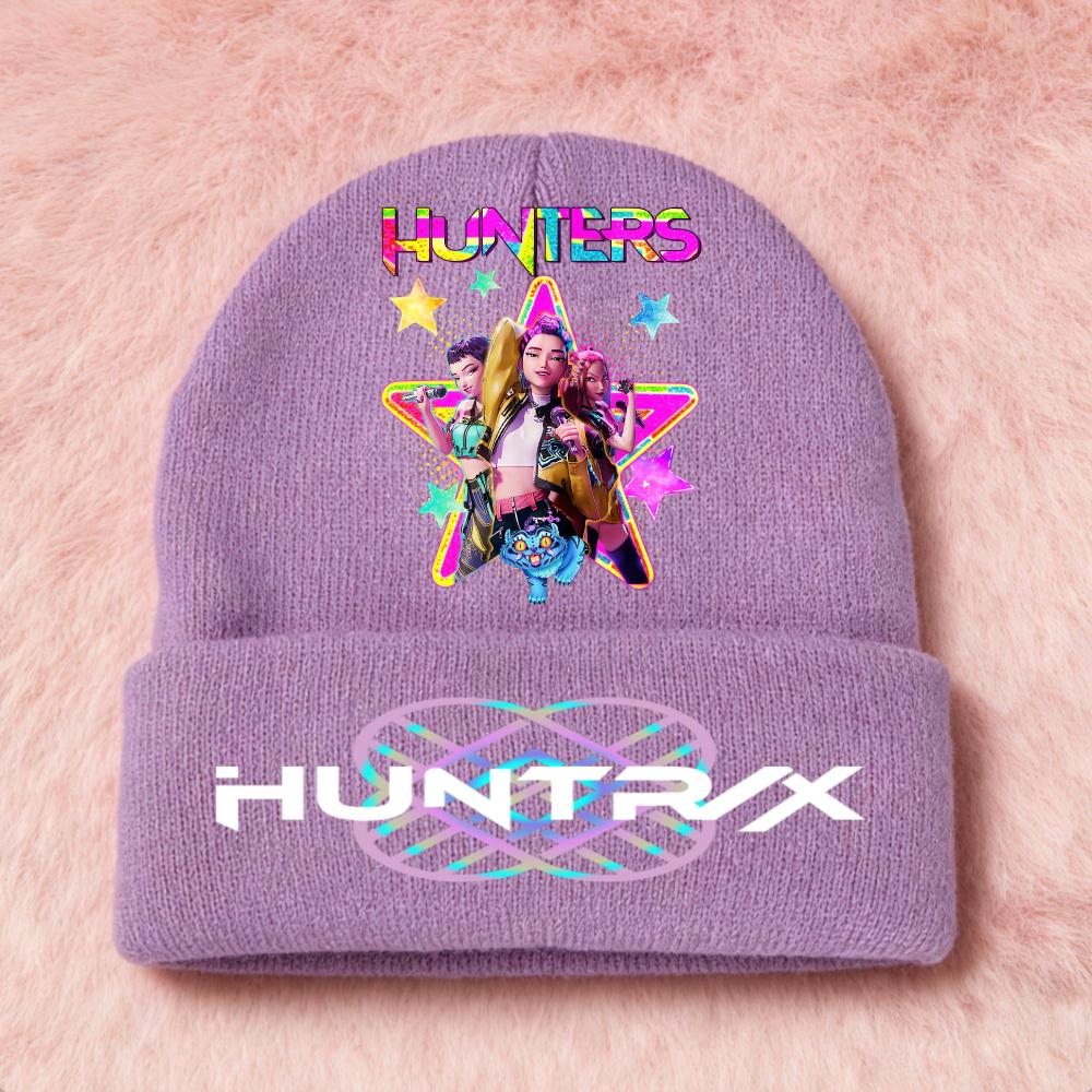 Latest KPop Demon Girls Knitted Hats Kpop Hunter Cartoon Children Headgear Cotton Cold Season Adorable Hat Anime Children Navidad Birth Date Gifts