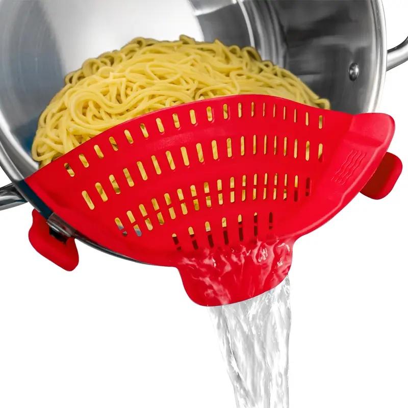 1pc Adjustable Clip-On Strainer - Fit for Pots & Bowls Vegetables & Fruit Draining Durable Flexible Handheld Colander Accessory