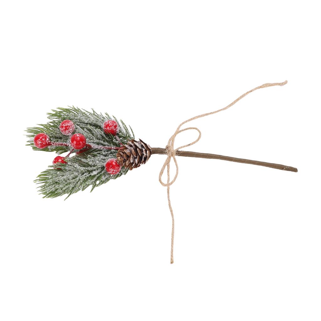 10pcs Artificial Berry Branches Pine Cones Holly Stem Craft Winter Holiday Pine Picks for Crafts Xmas Tree Ornaments