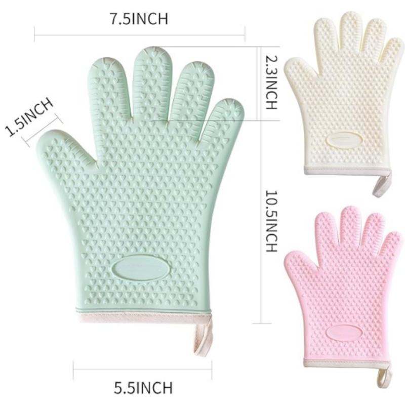 Heat Resistant Silicone Kitchen Gloves Anti-scald Thickened Microwave Oven Baking BBQ Gloves Anti-slip Heat Insulation Mitts