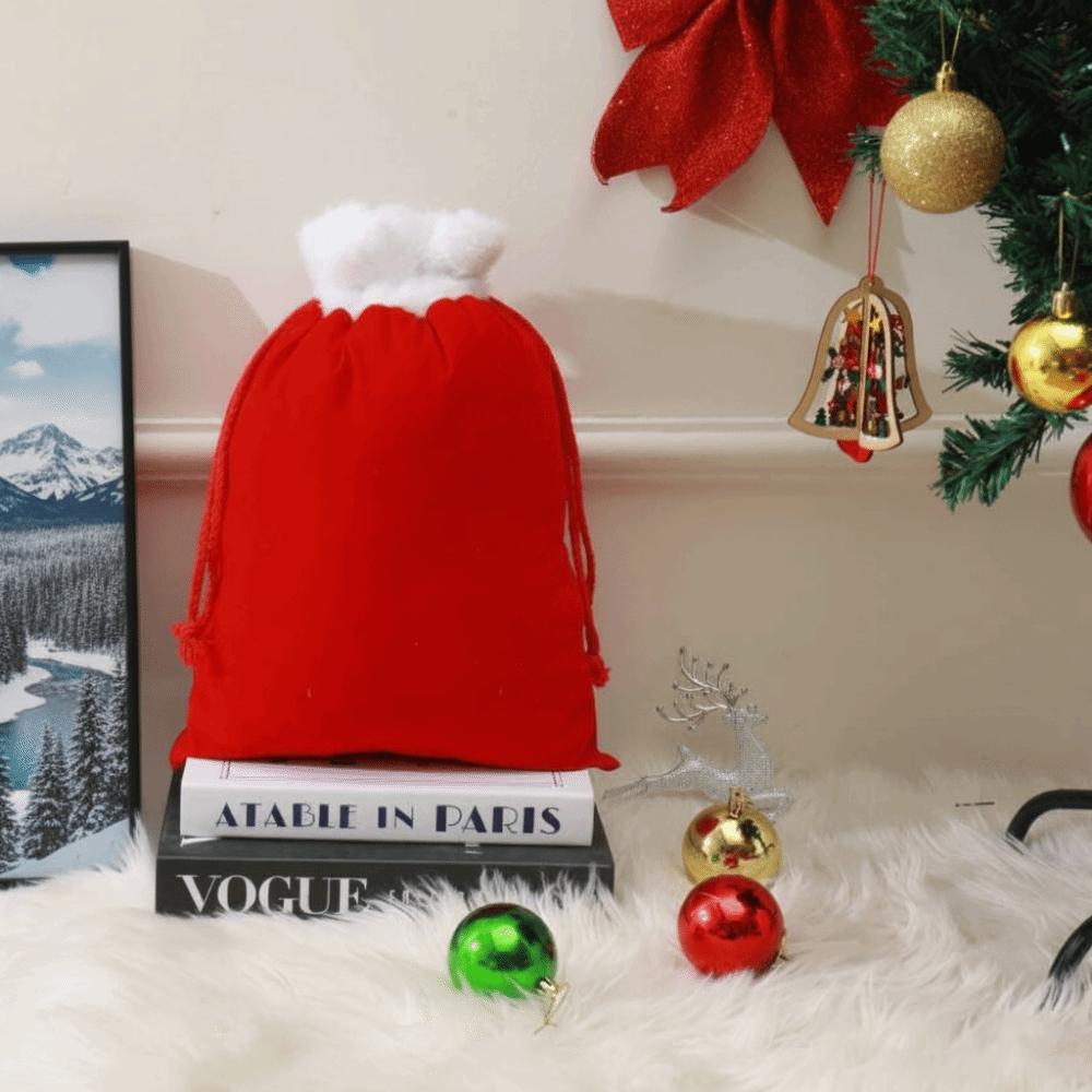 

Reusable Christmas Gift Bag Furry Texture Furry Bag Decorative Drawstring Bag Holiday Season