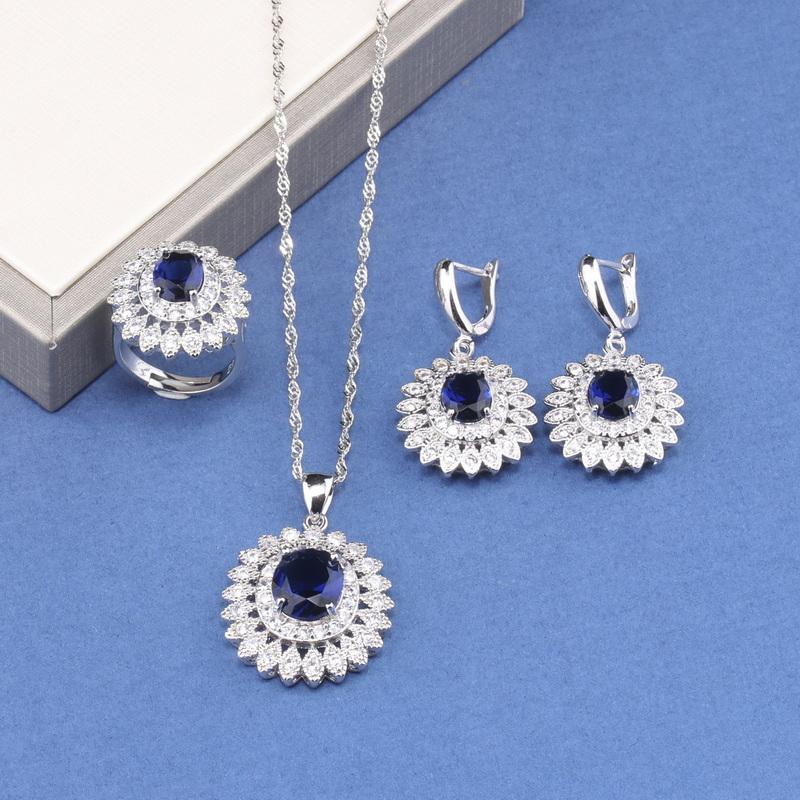 Fine Jewelry For Women Gift Wedding Dress Elegant Luxury Necklace And Clip Earrings Ring Zircon 4-Piece Flower Sets