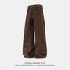| Retro corduroy simple casual pants men's autumn structure split pleated loose straight long pants