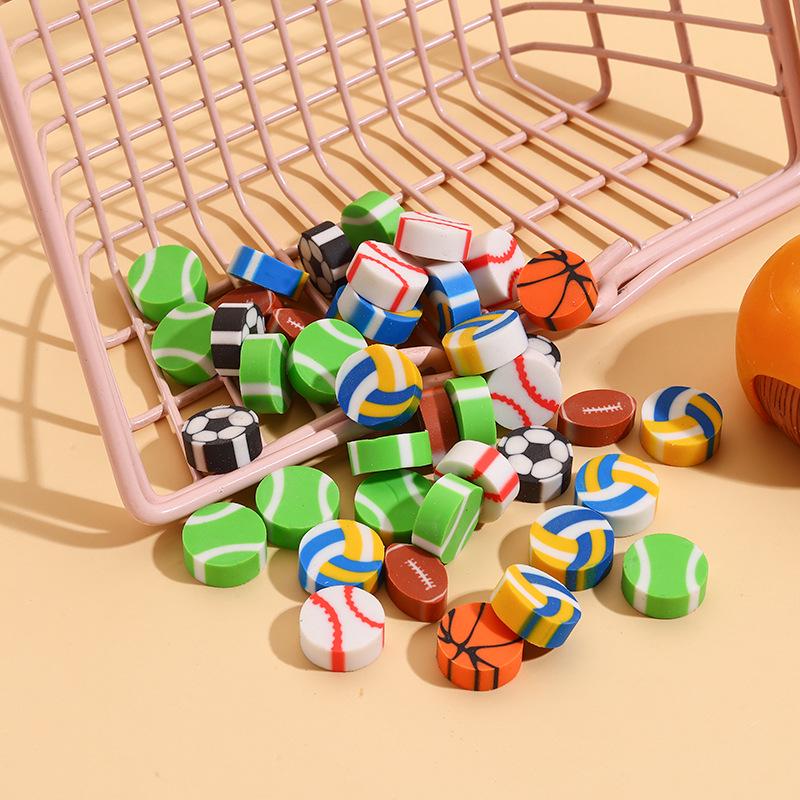Kreatives Sport-Radiergummi-Set: 6 Stile von Cartoon-Fußball- & Basketball-Radiergummis für Kinder-Schreibwaren & Belohnungen