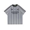 American hip-hop street style striped pink athletic jersey, loose casual sporty short-sleeved T-shirt for women.
