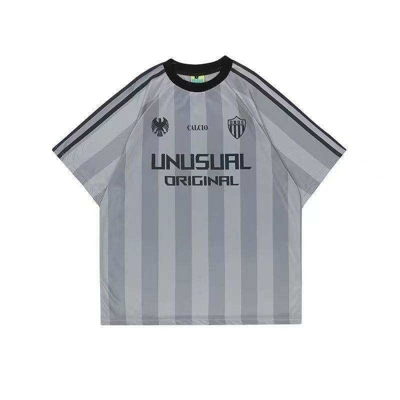American hip-hop street style striped pink athletic jersey, loose casual sporty short-sleeved T-shirt for women.