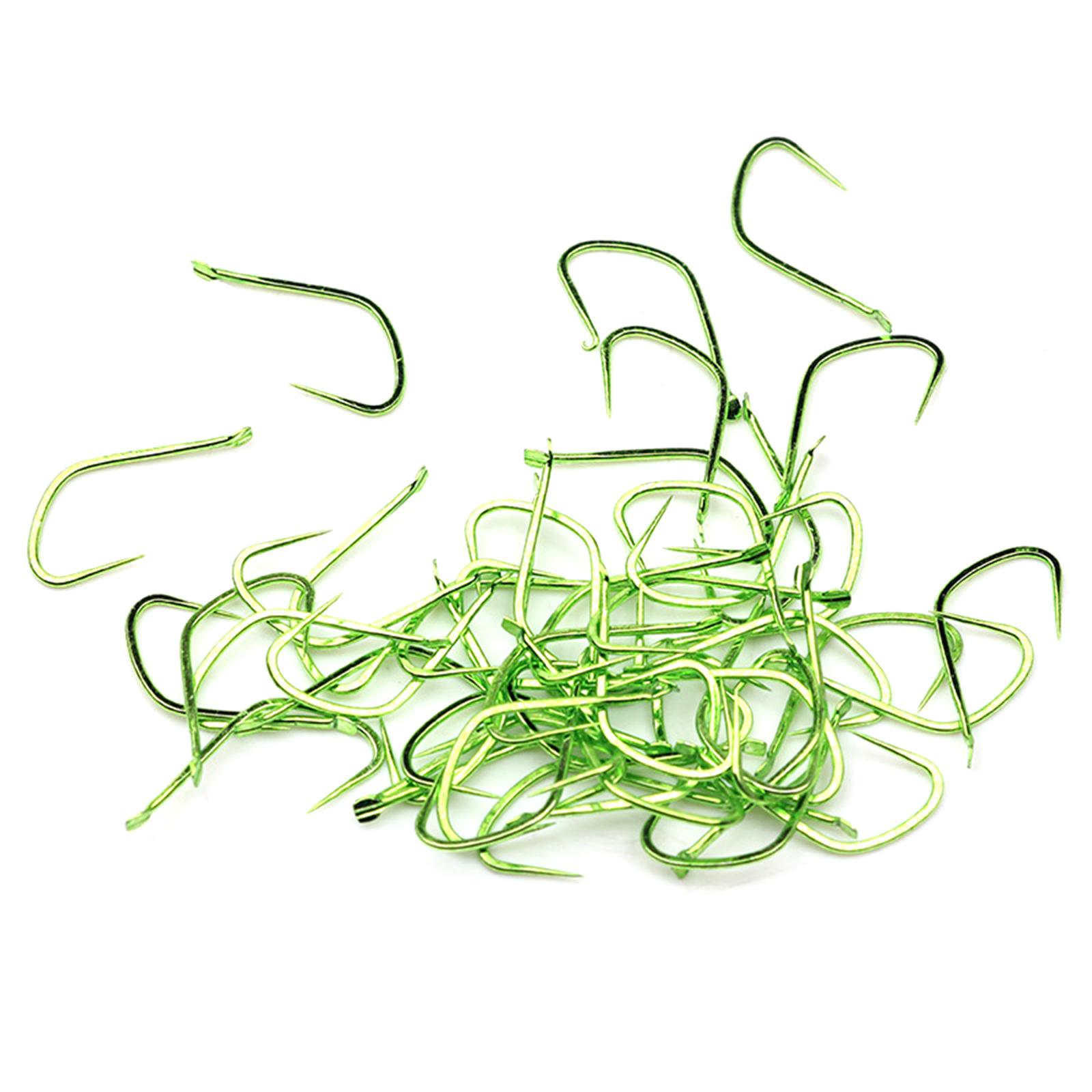 

50 шт. Тонкие крючки без бородки с прямым цевьем и клювовидным загибом, с держателем наживки, маленького размера, рыболовные крючки-кружки, простые в использовании 8