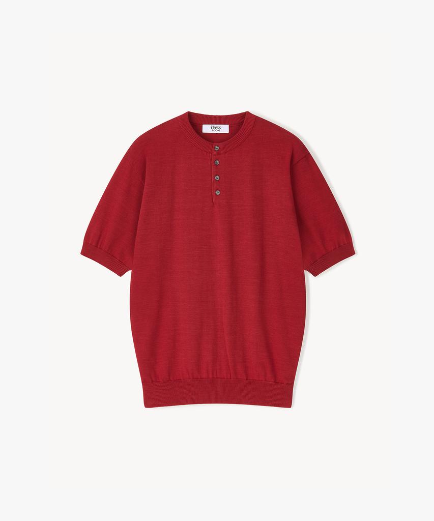 Peullojeulum Henleyneck Cotton Knit Red