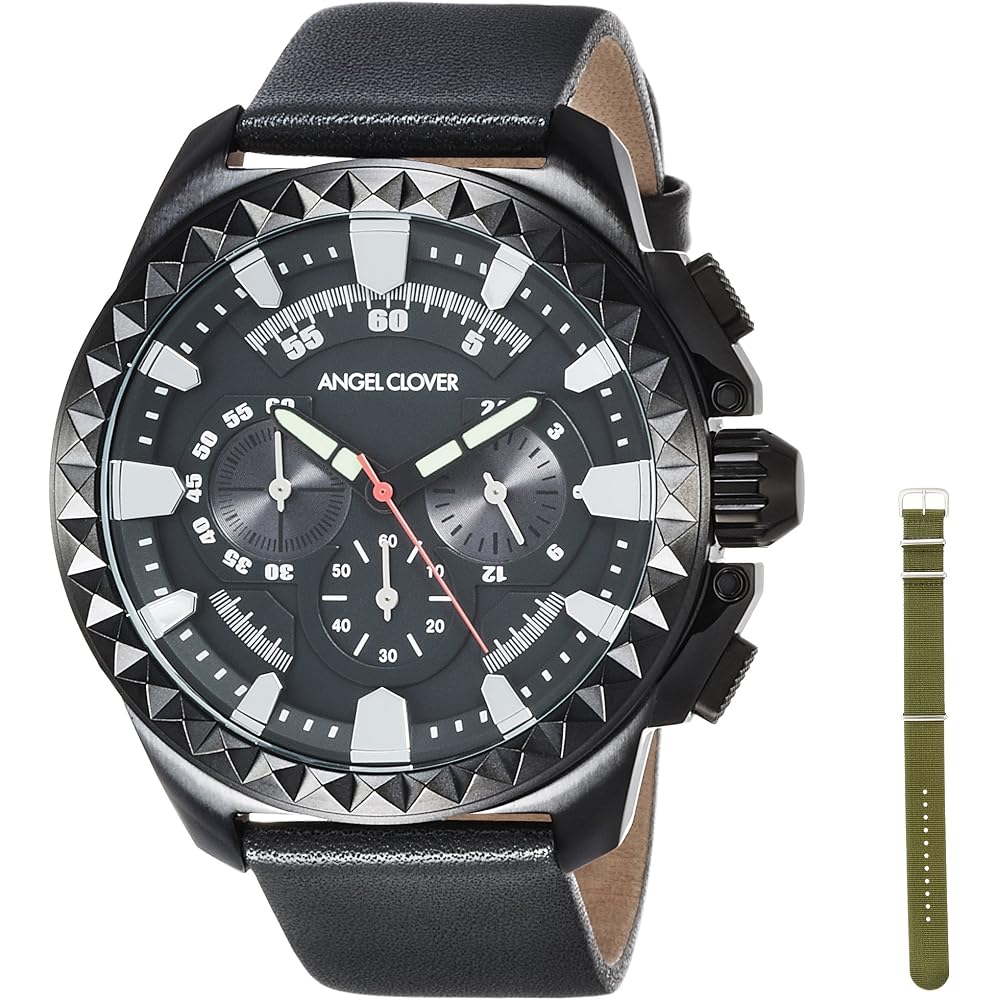 [Angel Clover] Angel Clover Rugged Black Dial Stainless Steel Quartz 46mm Genuine Guarantee RG46B...