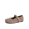 Square Toe Felt Woolen Mary Janes Woman Tabis Flats Cotton Shoes Ladies Winter Strap Buckle Loafers Female Boots Furry Mocasines
