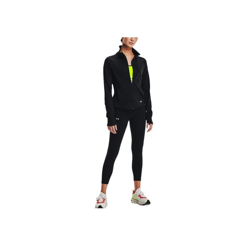 Under Armour Solid Color Zip-Up Collar Short Training Jacket Women Jackets Black 1365805-001