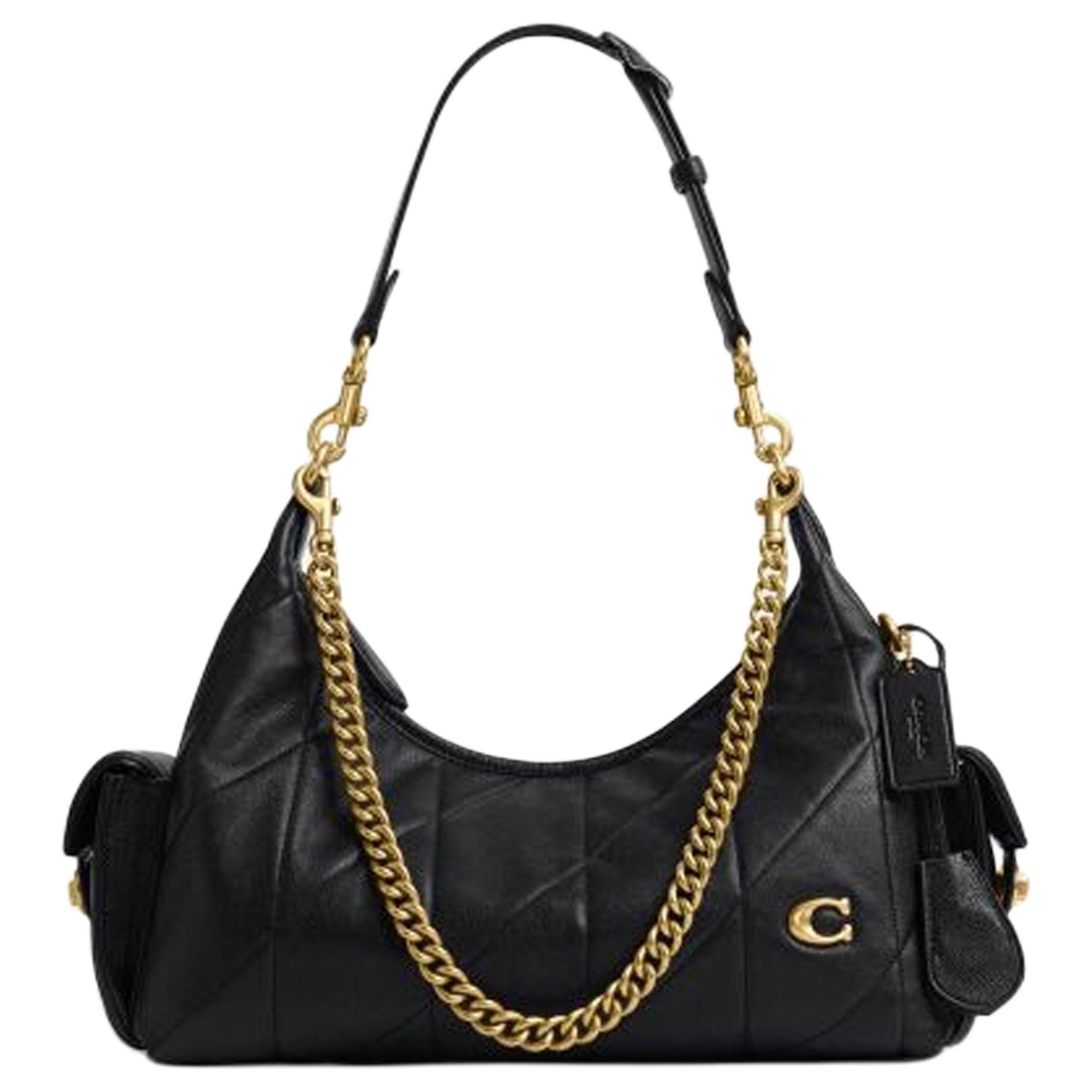

Coach Pocket 30 Quilted Detail Interior Snap Pocket Lambskin Leather Shoulder Bag Large Women Shoulder Bag Black CDZ71-B4BK Basic Set (Bag+Dust Bag)