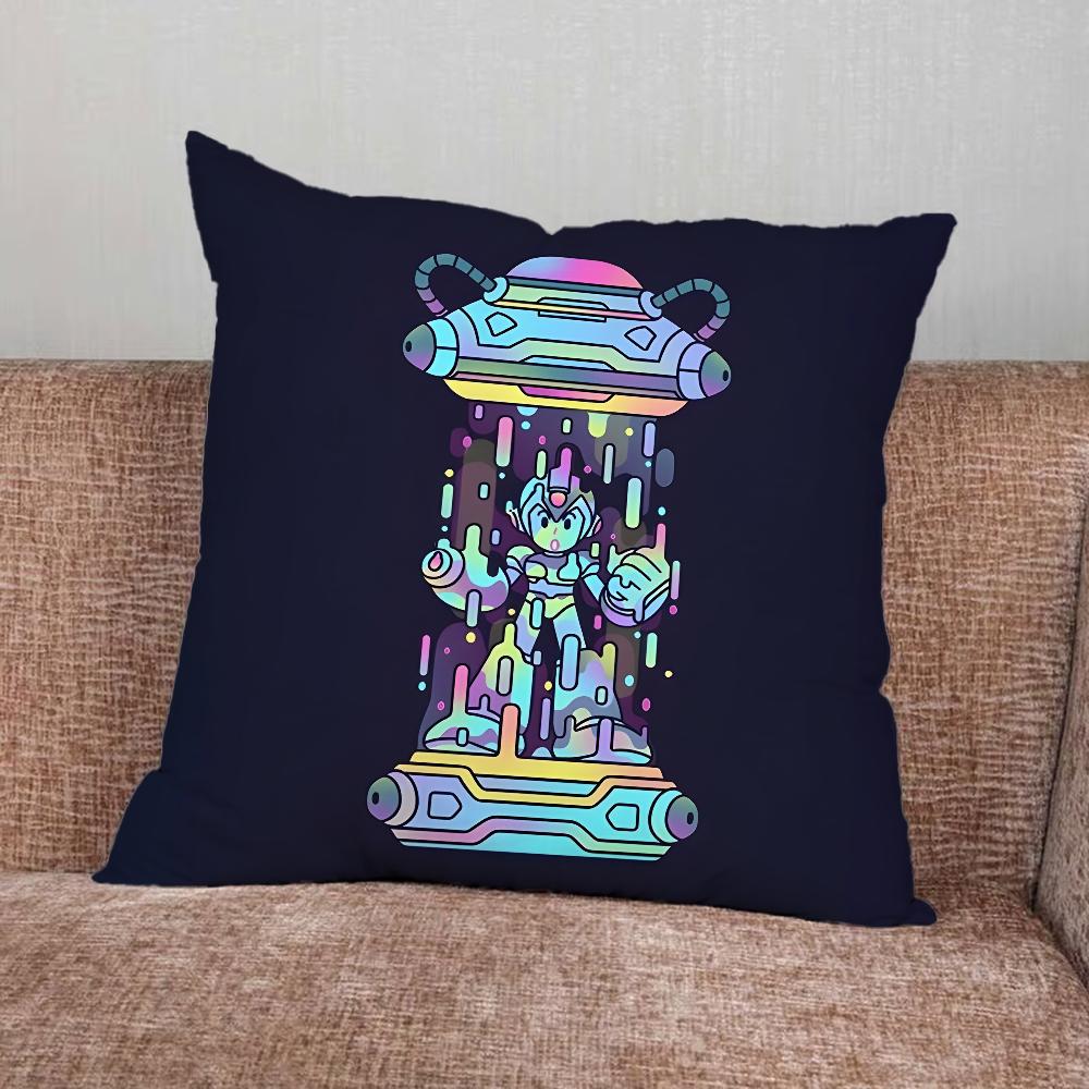 Game M-Megaman R-Rockman Pillow Case For Home Bedroom Car Office Decoration Living Room Sofa Cushion Cover Suitable