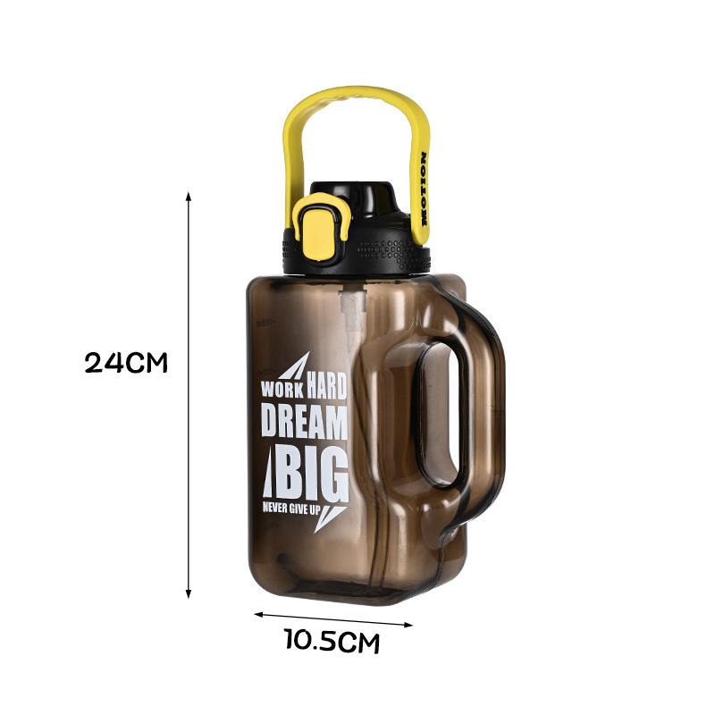 

Roomy Handle Ton Barrels Bounce Cover Suction Nozzle Big Belly Fitness Ton Cup Male and Female Lightweight to Carry Athletic Outdoor Activity Kettle 1910ML чорний