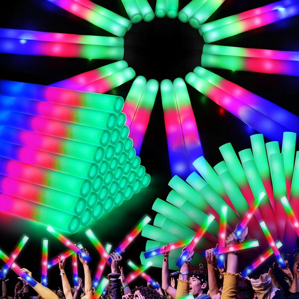 1-50PCS LED Glow Sticks Bulk Colorful RGB Glow Foam Stick Light Stick Cheer Tube Dark Light for Conrts Birthday Wedding Party