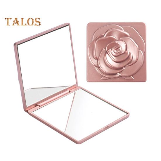 

Портативное складное зеркало для макияжа, винтажное розовое двухстороннее зеркало для туалетного столика, высокая четкость, для мужчин и женщин, карманное дорожное ручное квадратное косметическое зеркало розовый