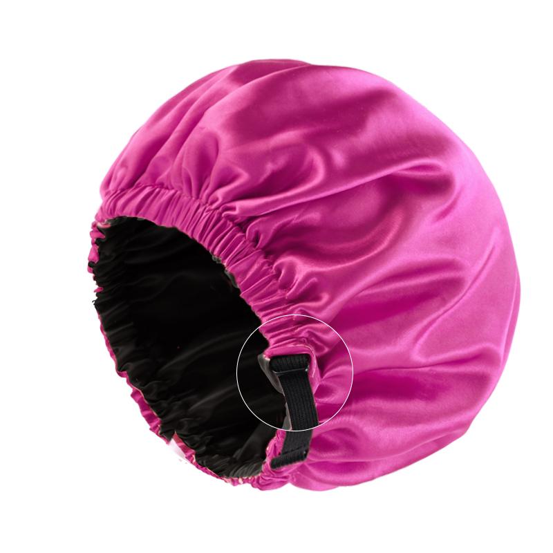 Satin Bonnet Nightcap Sleeping Silky Cap Double Layer Adjustable Buckle Sleep Hair Care Bonnet Women Round Shower Bathing Hat