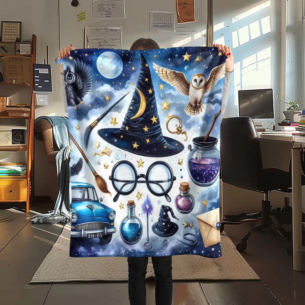 

1Pc Magic School Print Flannel Blanket, High quality Comfortable for All Seasons, Home Decor, Warmth and Comfort, Perfect for Christmas Gifts 80cm x 120cm