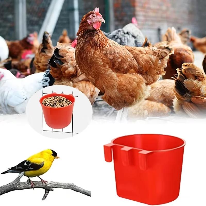 A Top Quality 12Pcs Chickens Rabbit Feeders for Cage,Hanging Chicken Water Feeder Cup, Plastic Birds Feeders Seed Bowl