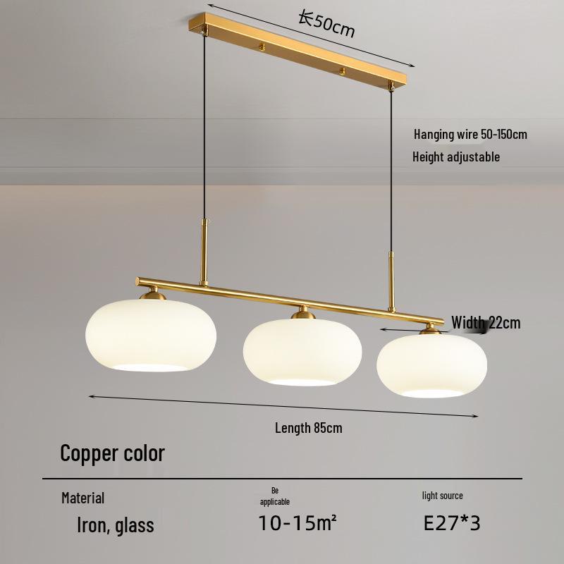 Three-Head Bauhaus Persimmon Pendant Light - Retro Designer Dining Table Light Wabi-Sabi Glass Style