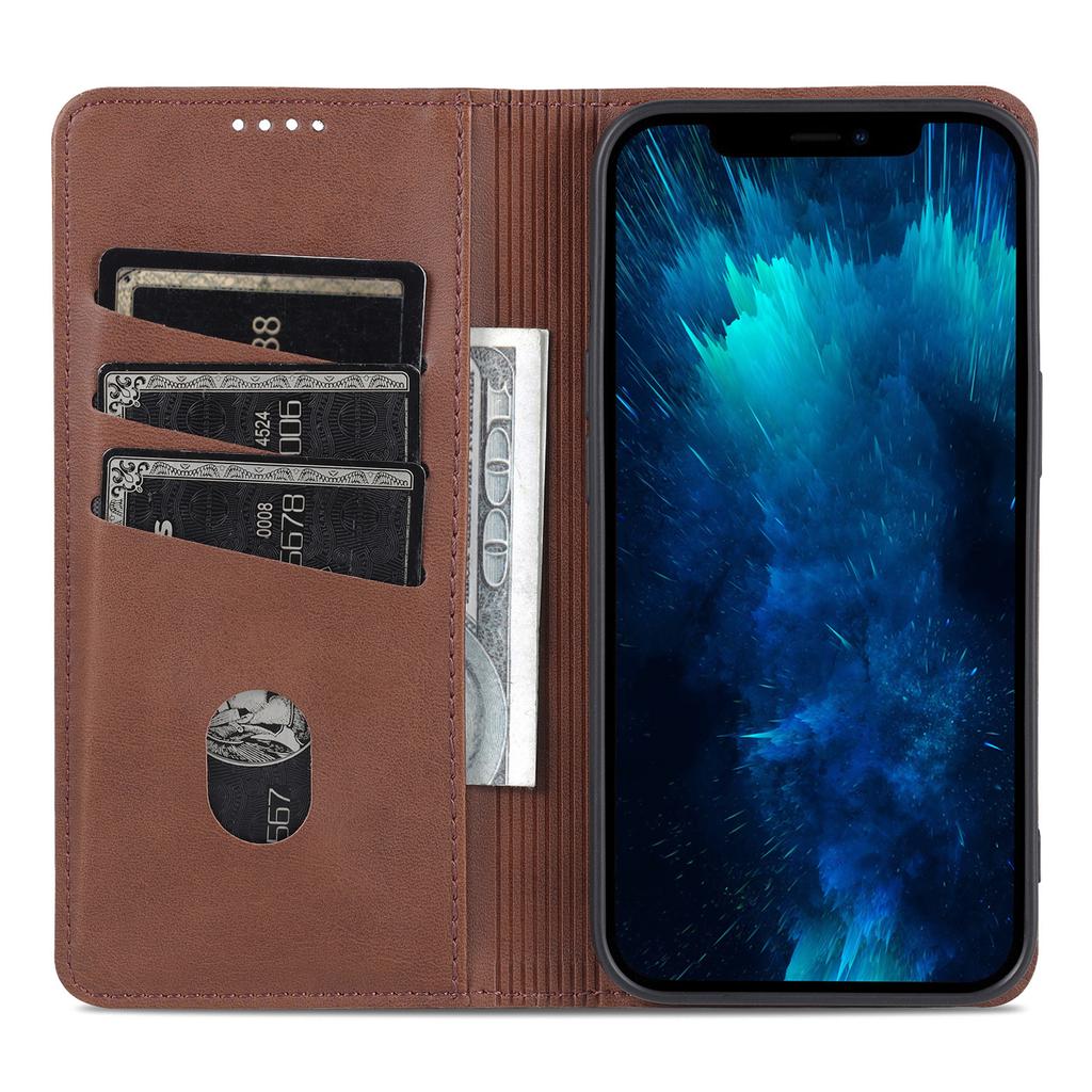 For iPhone 16 Pro Case Hidden Magnetic PU Leather Phone Cover Cowhide Texture