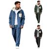 Men's Colorblock Hooded Sweatshirt Color Trousers Loose Casual Trendy Two Piece Suit