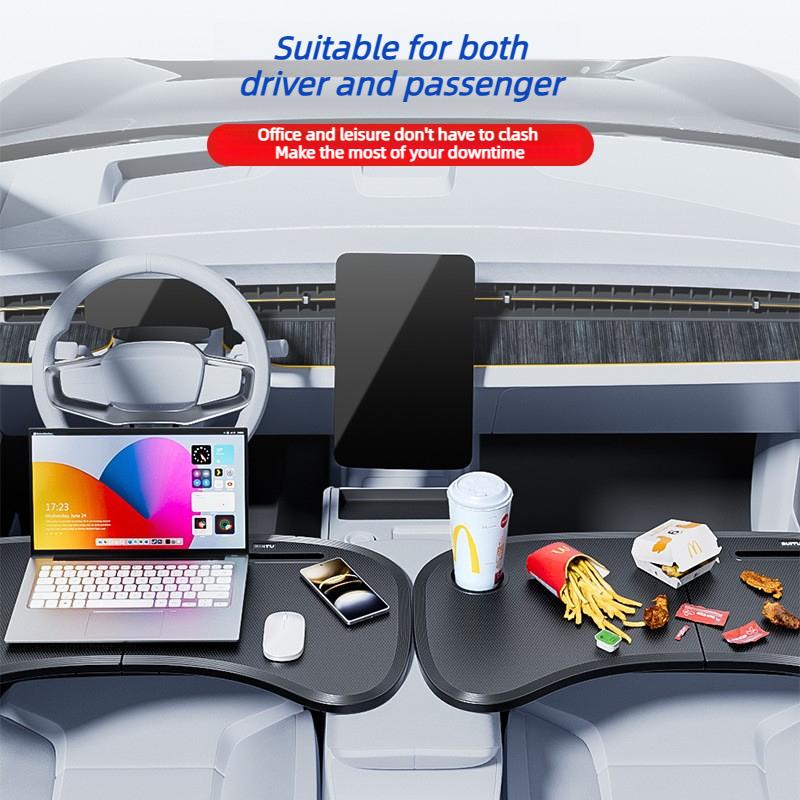 Foldable Car Tray Dining Table Universal Car Travel Laptop Office Desk Phone Stand Cup Holder Beverage Tray Rack for Tesla M3/Y